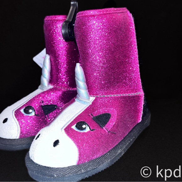 NWT Toddler Dark Purple Sparkly Unicorn Boots - Muk Luks - Picture 4 of 7